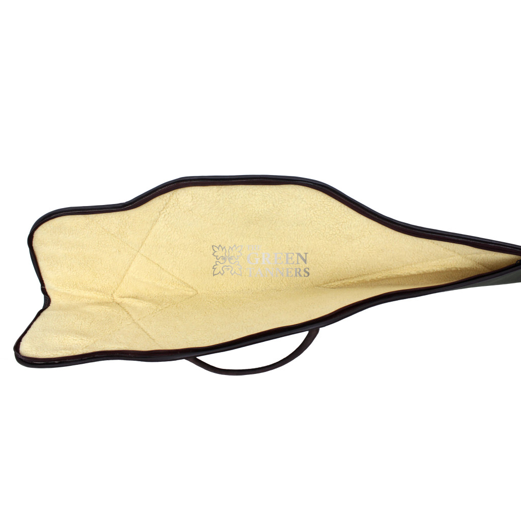 Green and Brown Leather Rifle Case, Canvas Leather Gun Slip Case Green and Brown Leather Rifle Case, Canvas Leather Gun Slip Case