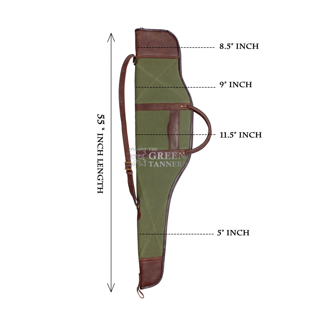 Green and Brown Leather Rifle Case, Canvas Leather Gun Slip Case Green and Brown Leather Rifle Case, Canvas Leather Gun Slip Case