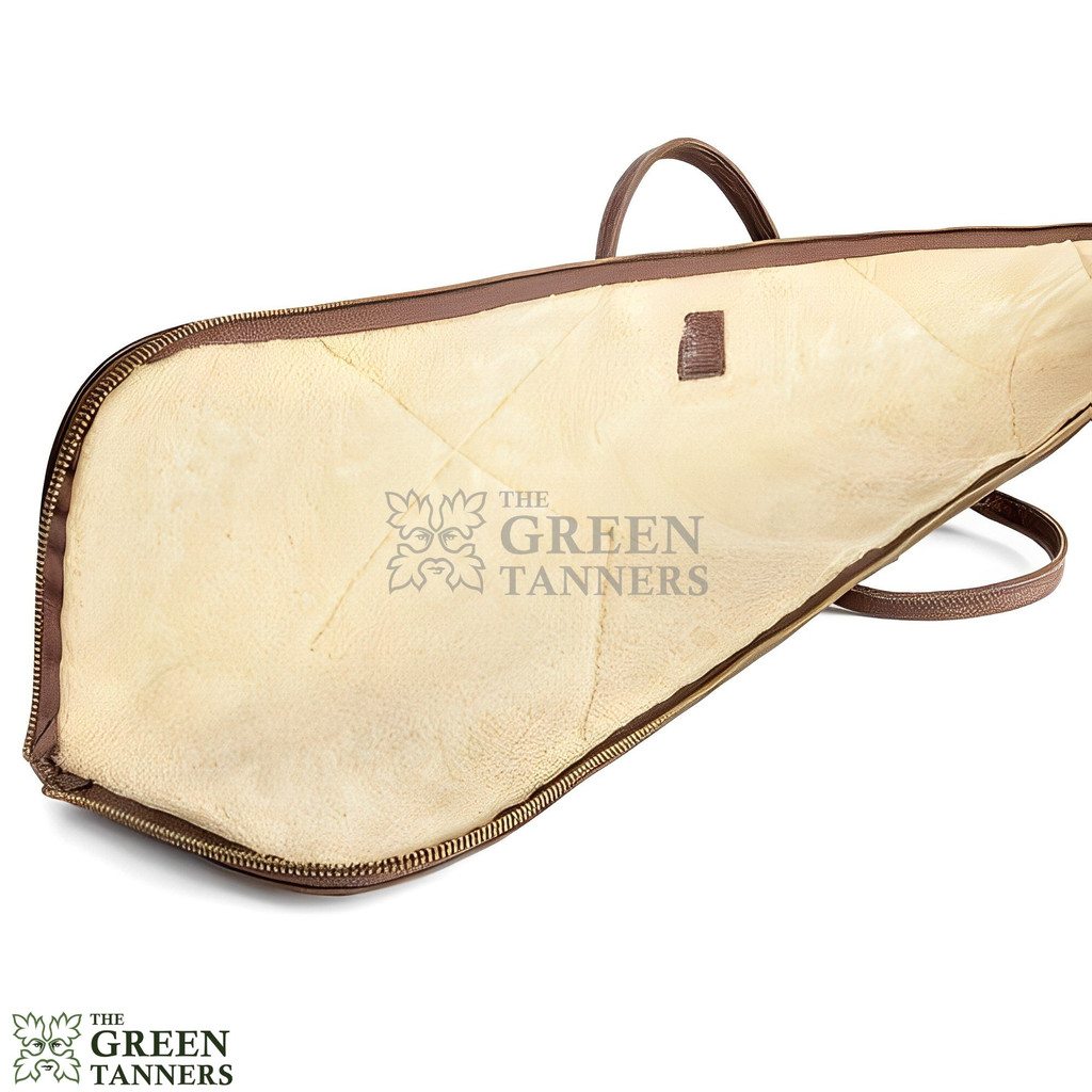 Green and Brown Waxed Canvas Leather Shotgun Case, Canvas Leather Gun Slip Case