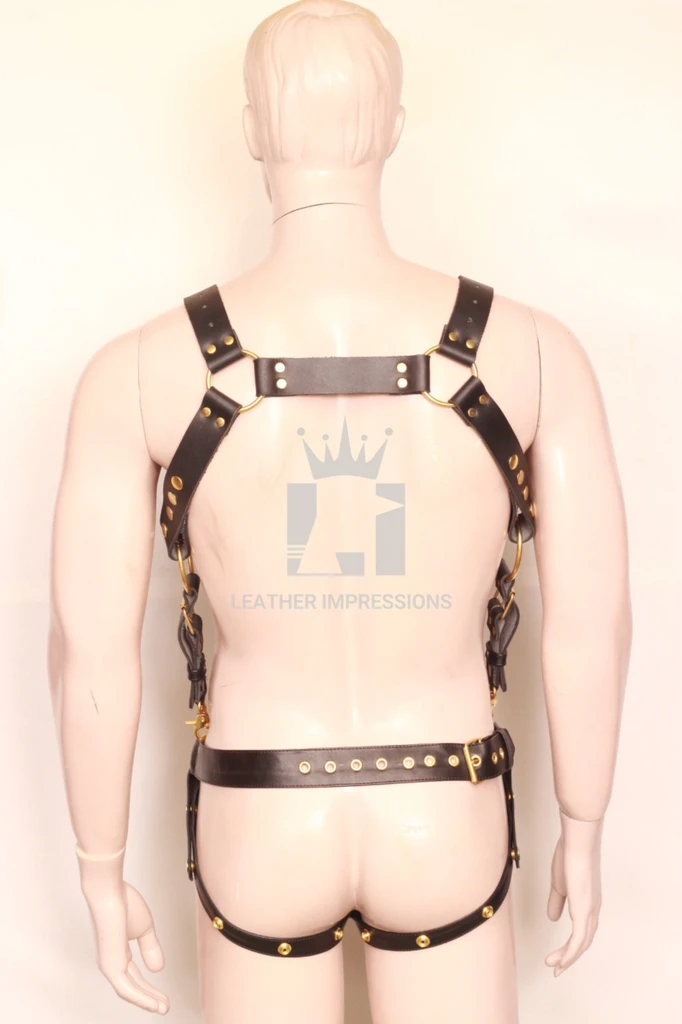 leather jock harness, leather harness