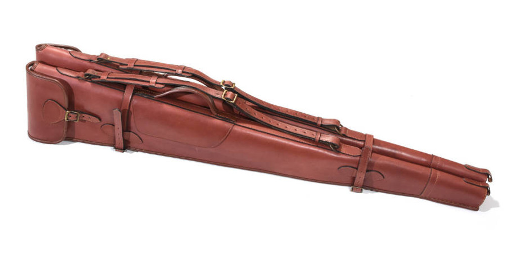 Double Tan leather shotgun case