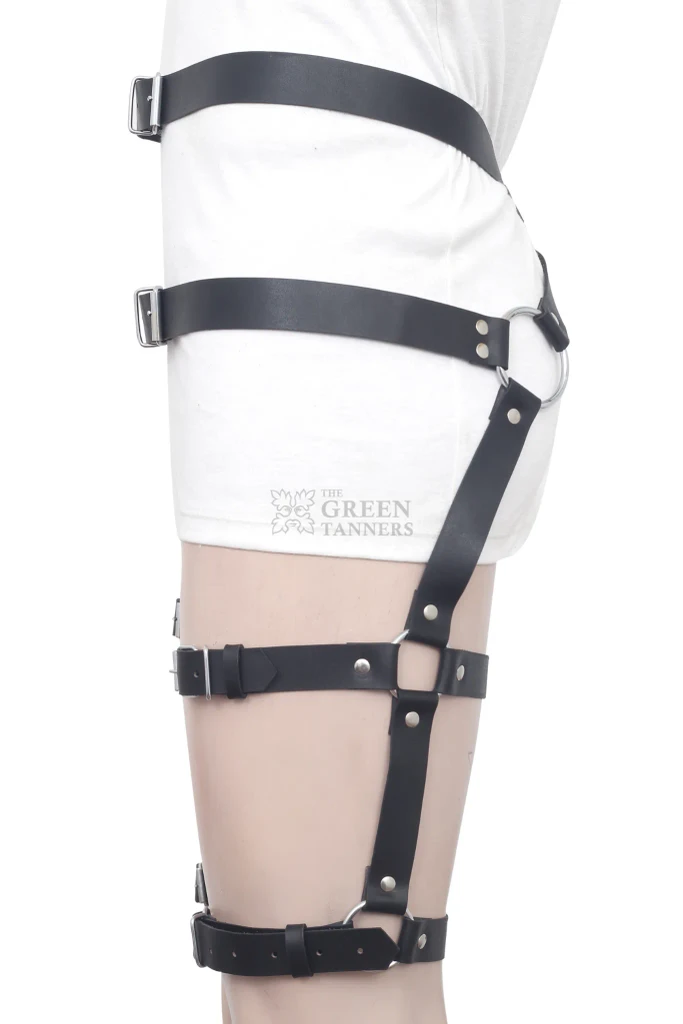 leather waist to thigh harness, leather leg harness​, leather harness