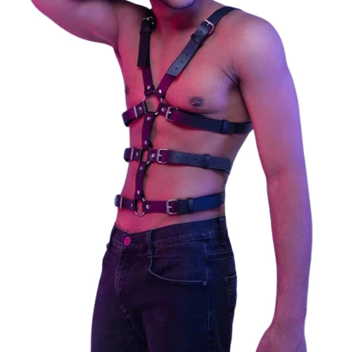 leather bdsm harness for men, leather harness