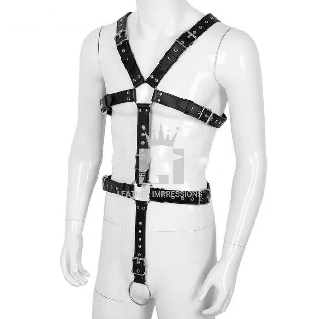 Men’s Leather Cock Ring Harness