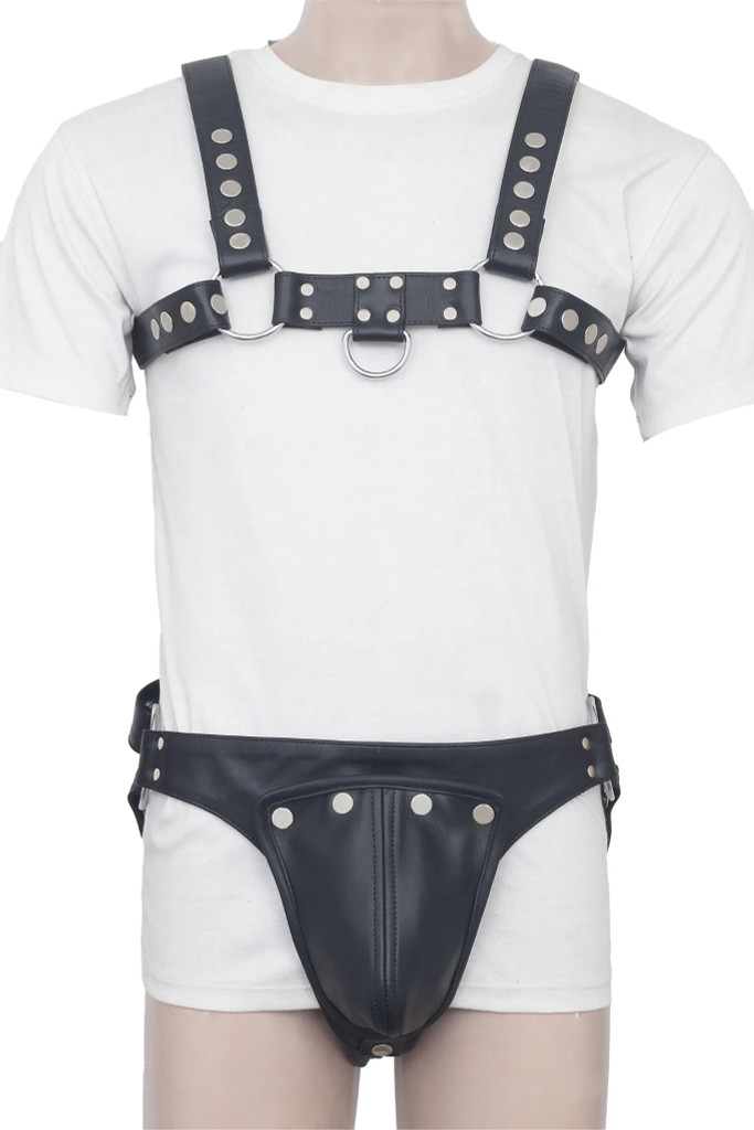 Black Leather Harness With Jockstrap