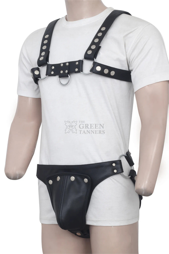 Shop Black Leather Harness With Jockstrap