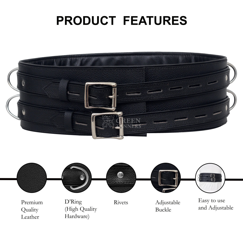 Leather Adult Bondage belt, leather waist belt, leather restraint