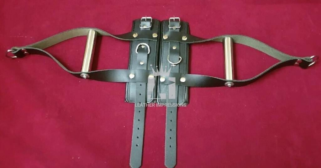 leather suspension cuffs, suspension cuffs, leather wrist cuffs, bondage suspension cuffs, bdsm suspension cuffs