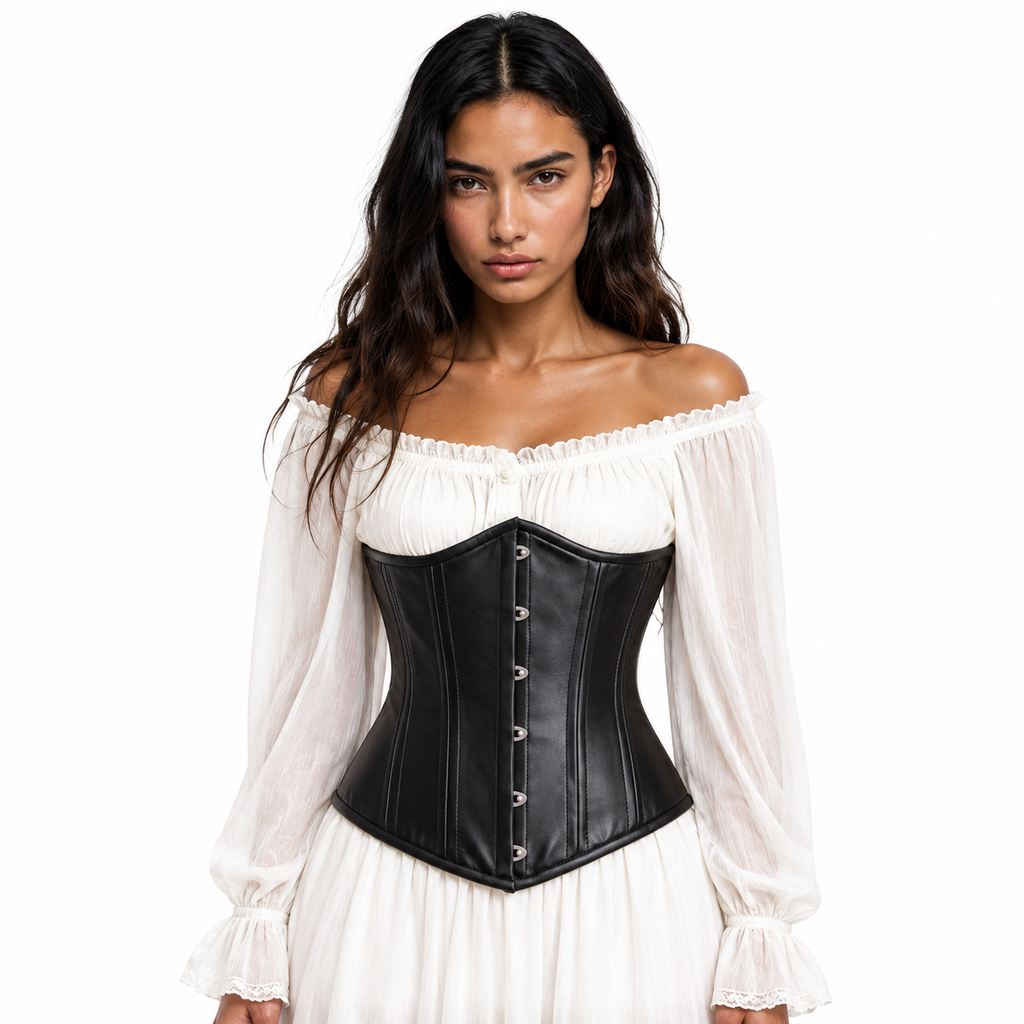 black leather corset top, leather bondage corset, leather waist restraint, leather waist corset, leather corset
