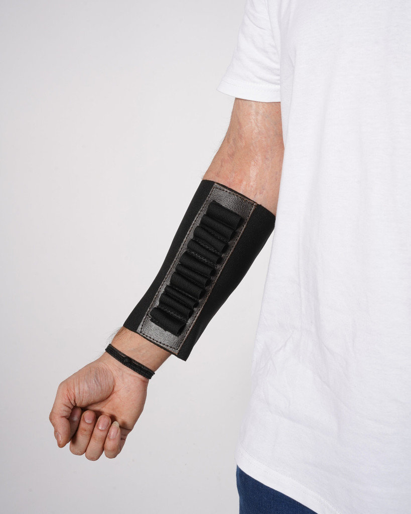 leather bullet band, black bullet band for hunting, bullet holder