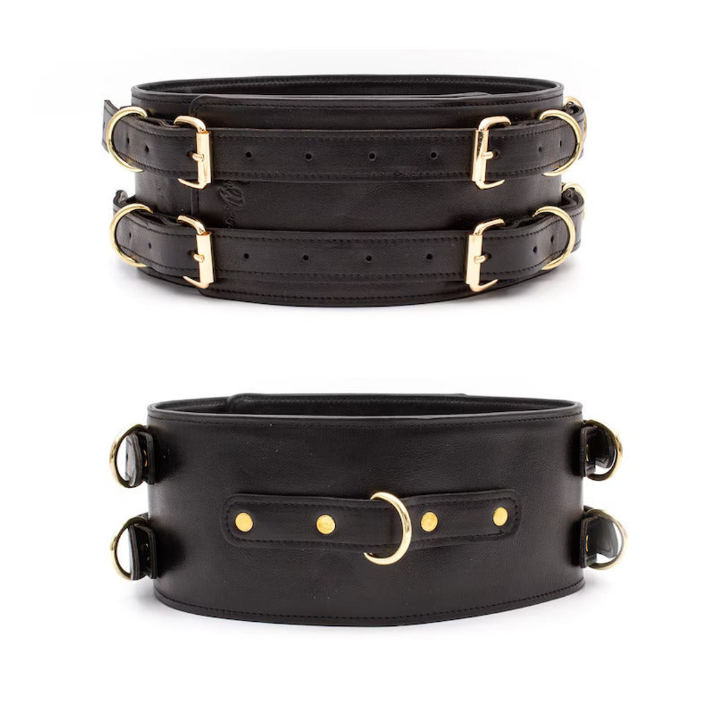 Black Bondage Leather Waist Belt | UNISEX Restraints Gears