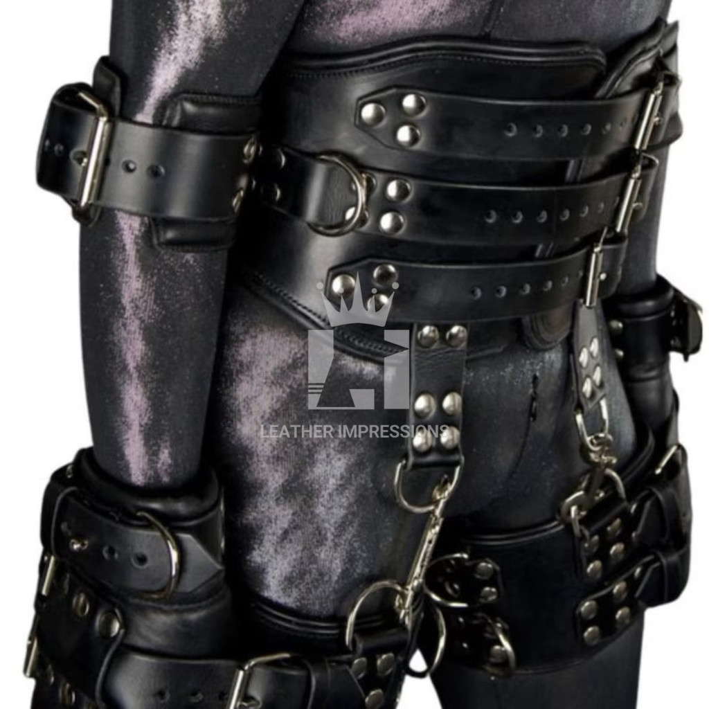 leather restraint, waist restraint, leather restraint belt