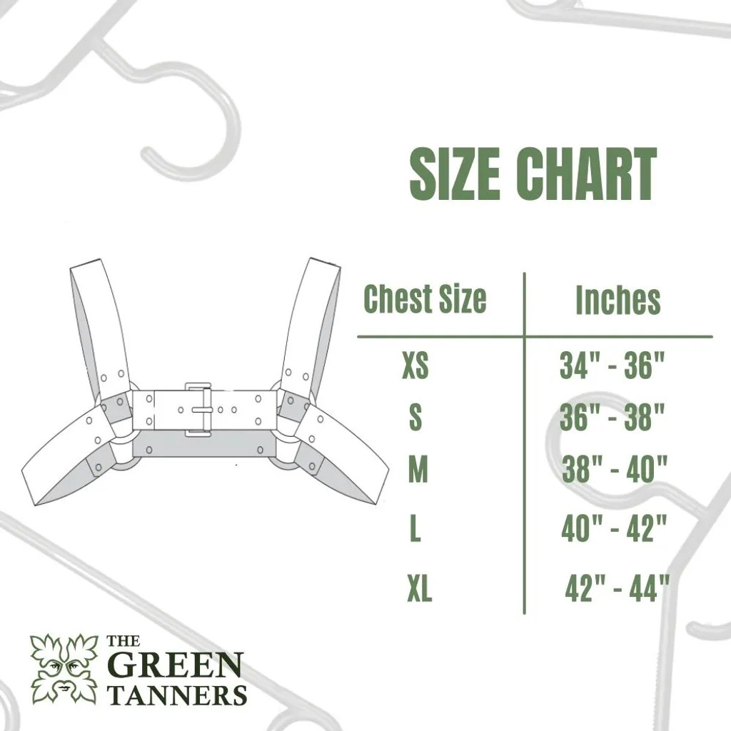 size chart of Perfect Fit Leather Chest Harness size chart of Perfect Fit Leather Chest Harness