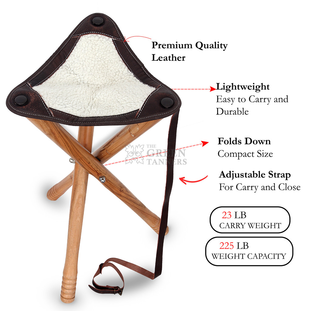 Leather Tripod Camping Stool - Infographics