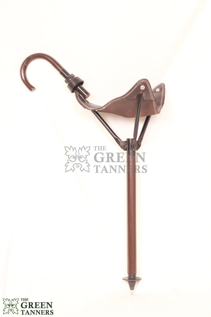 leather camping stool, foldable shooting stick