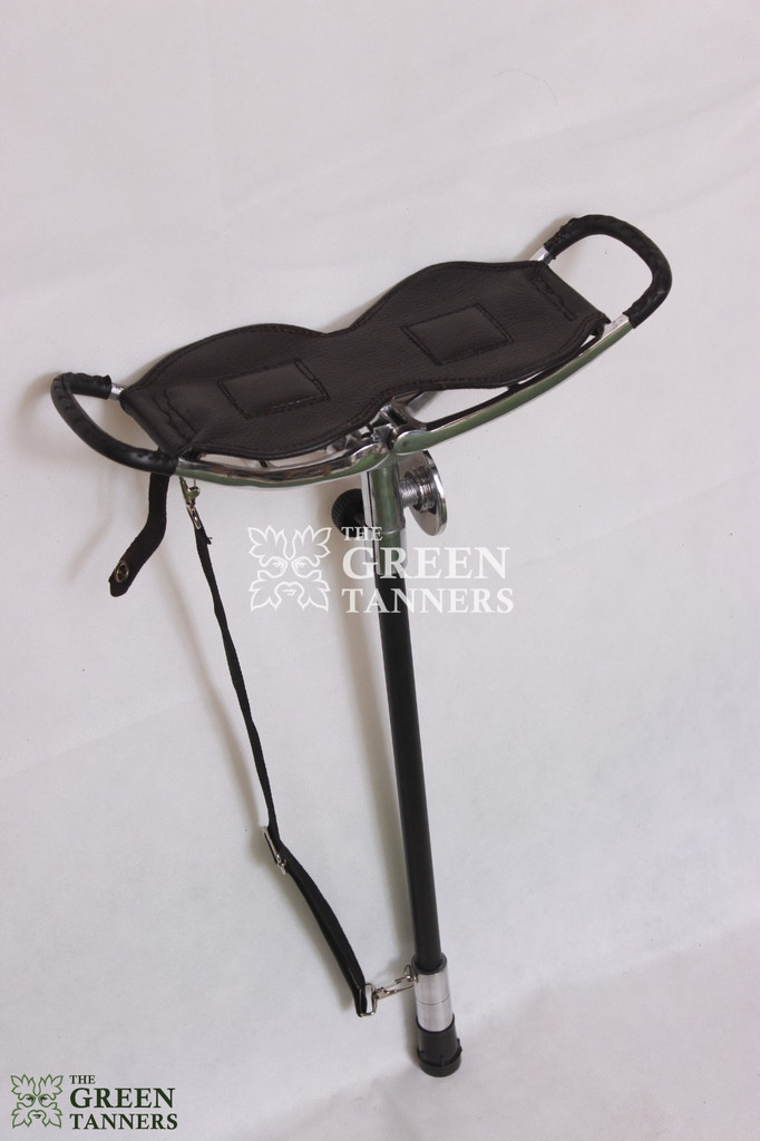 folding stool seat, leather camping stool, shooting stick