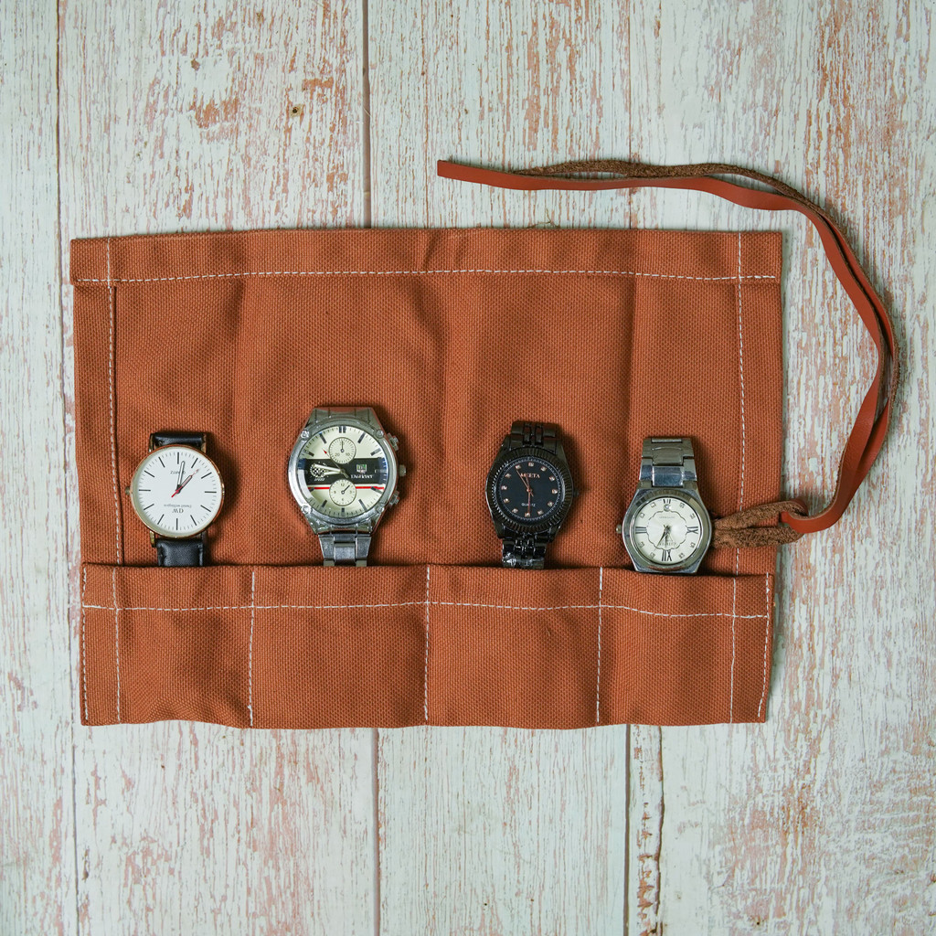 canvas watch roll, watch roll, watch organizer, watch roll for travel