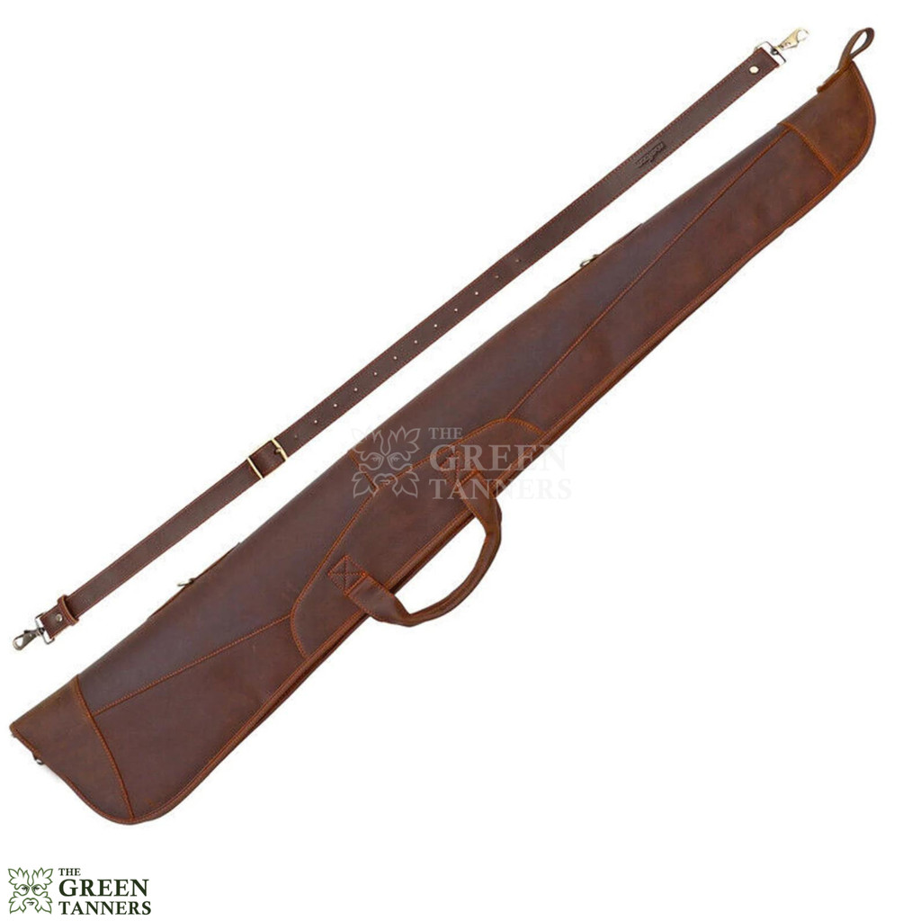 leather rifle case, leather shotgun case, leather gun case, shotgun slip case