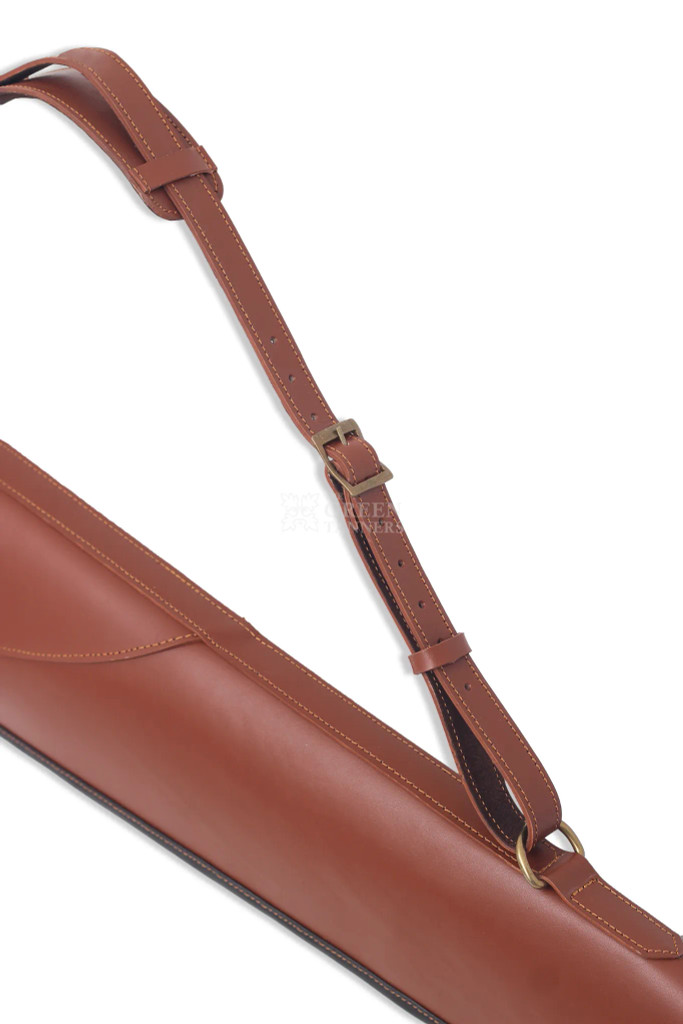 leather rifle case, leather shotgun case, brown leather gun case