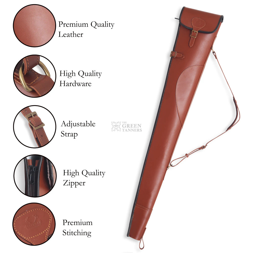 leather rifle case, leather shotgun case, brown leather gun case