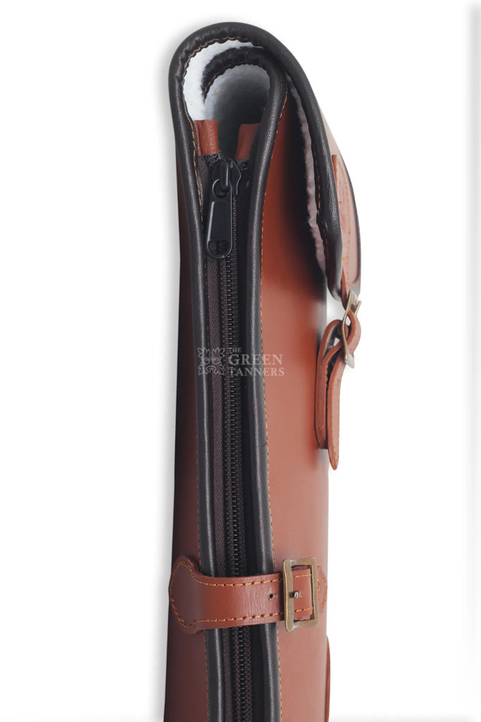 leather rifle case, leather shotgun case, brown leather gun case
