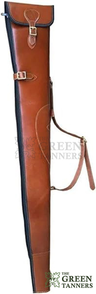 leather rifle case, leather shotgun case, brown leather gun case