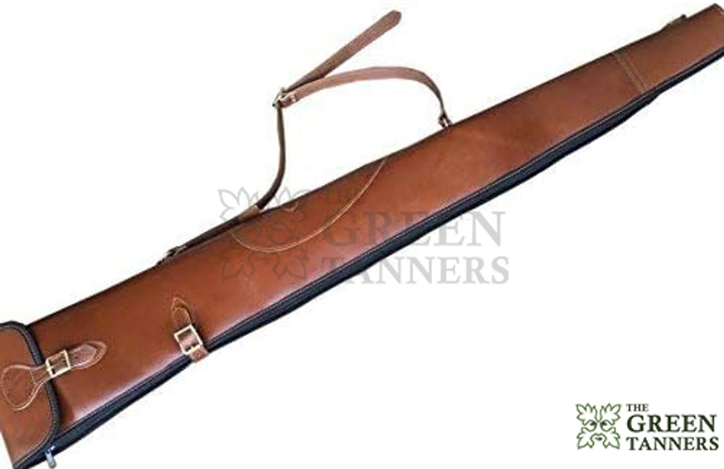 leather rifle case, leather shotgun case, brown leather gun case