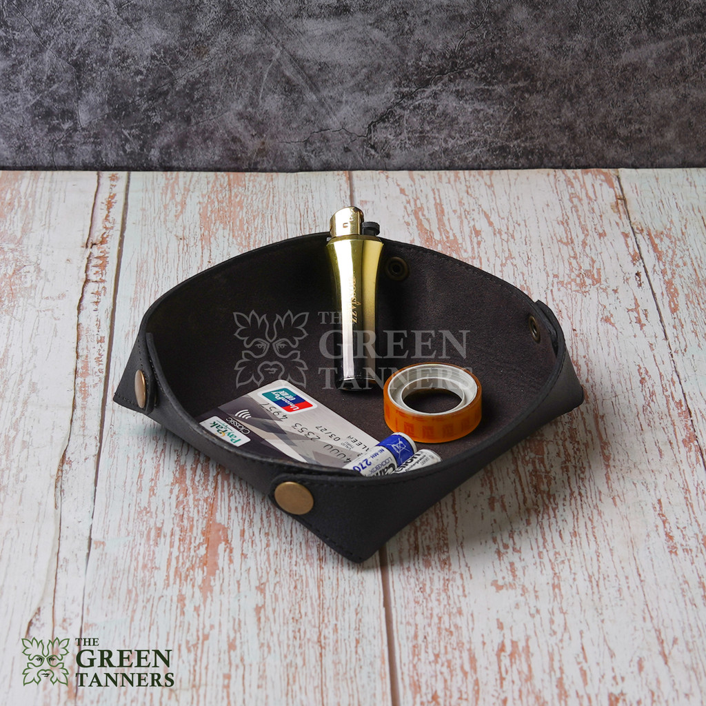 leather valet tray, valet tray, black valet tray