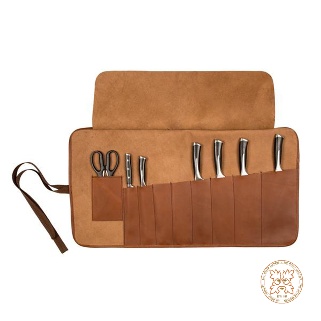 Classic Brown Leather Knife Roll, Leather Tool Bag