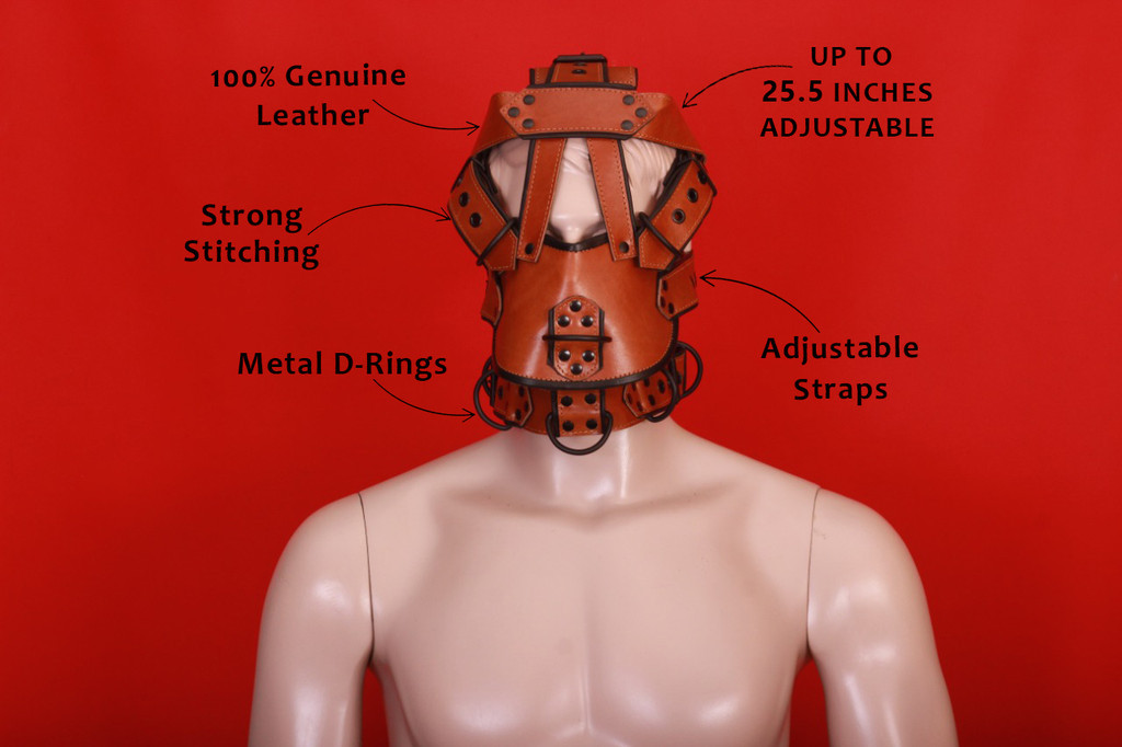 leather face muzzle, leather bdsm muzzle, leather head harness, leather muzzle