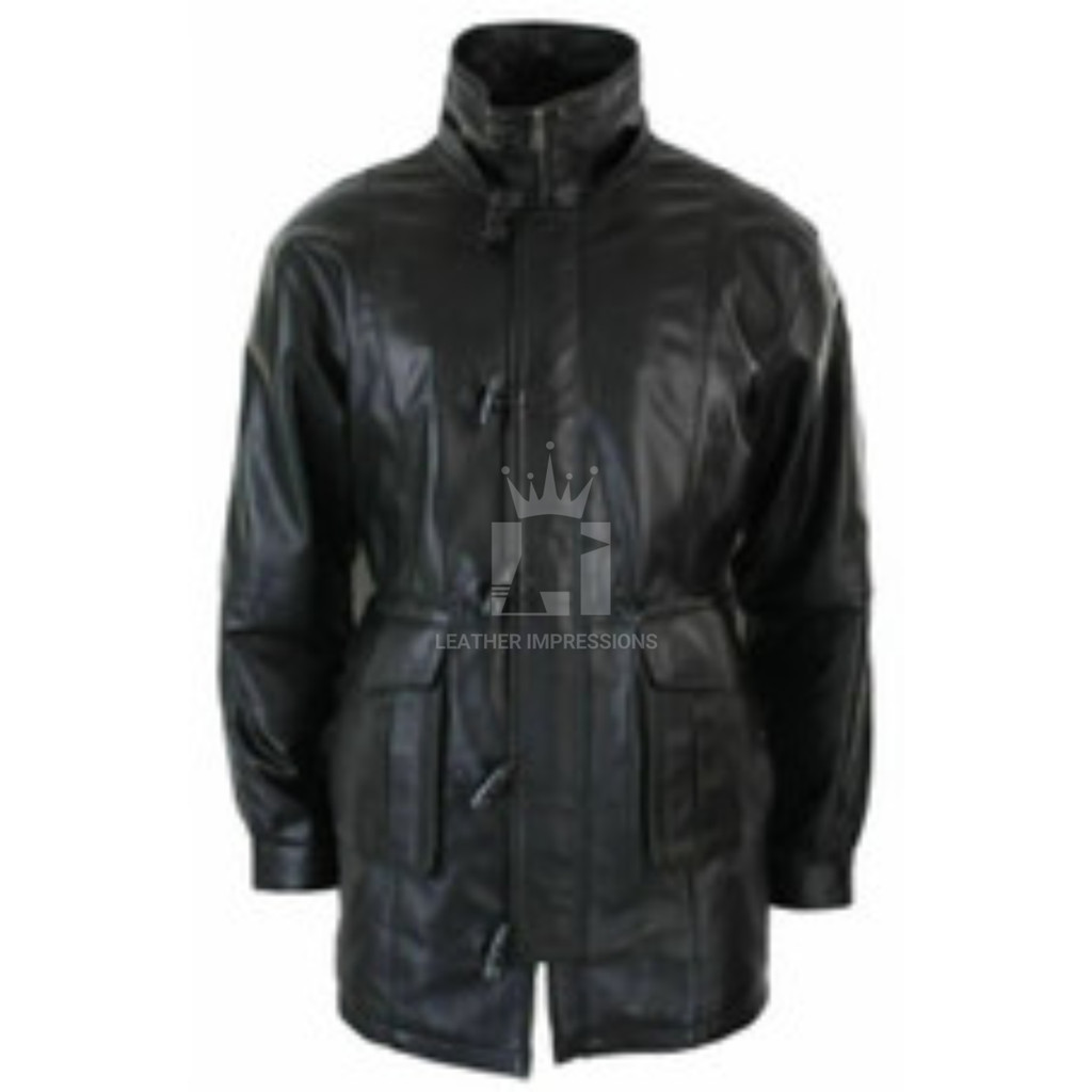 black leather jacket, leather trench coat, leather hooded jacket for men