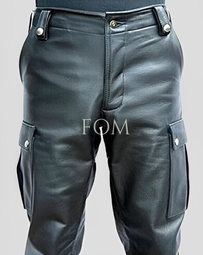 leather cargo pants, leather biker pants, leather motorcycle pants, black leather biker pants