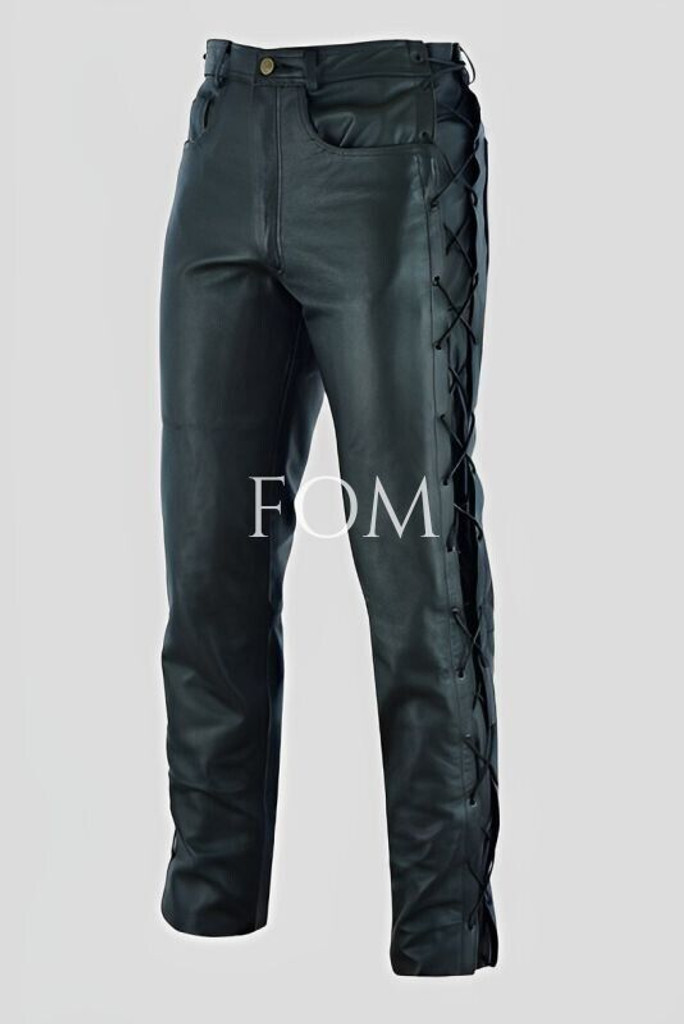 leather motorcycle pants, leather biker pants, black leather biker pants