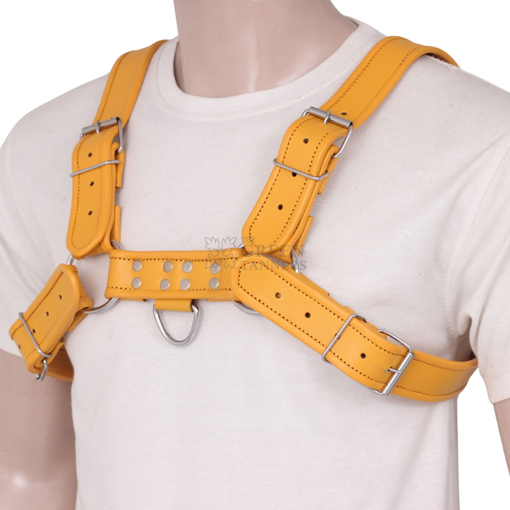 Stylish Gay Mens Leather Harness - Side angled View Stylish Gay Mens Leather Harness - Side angled View