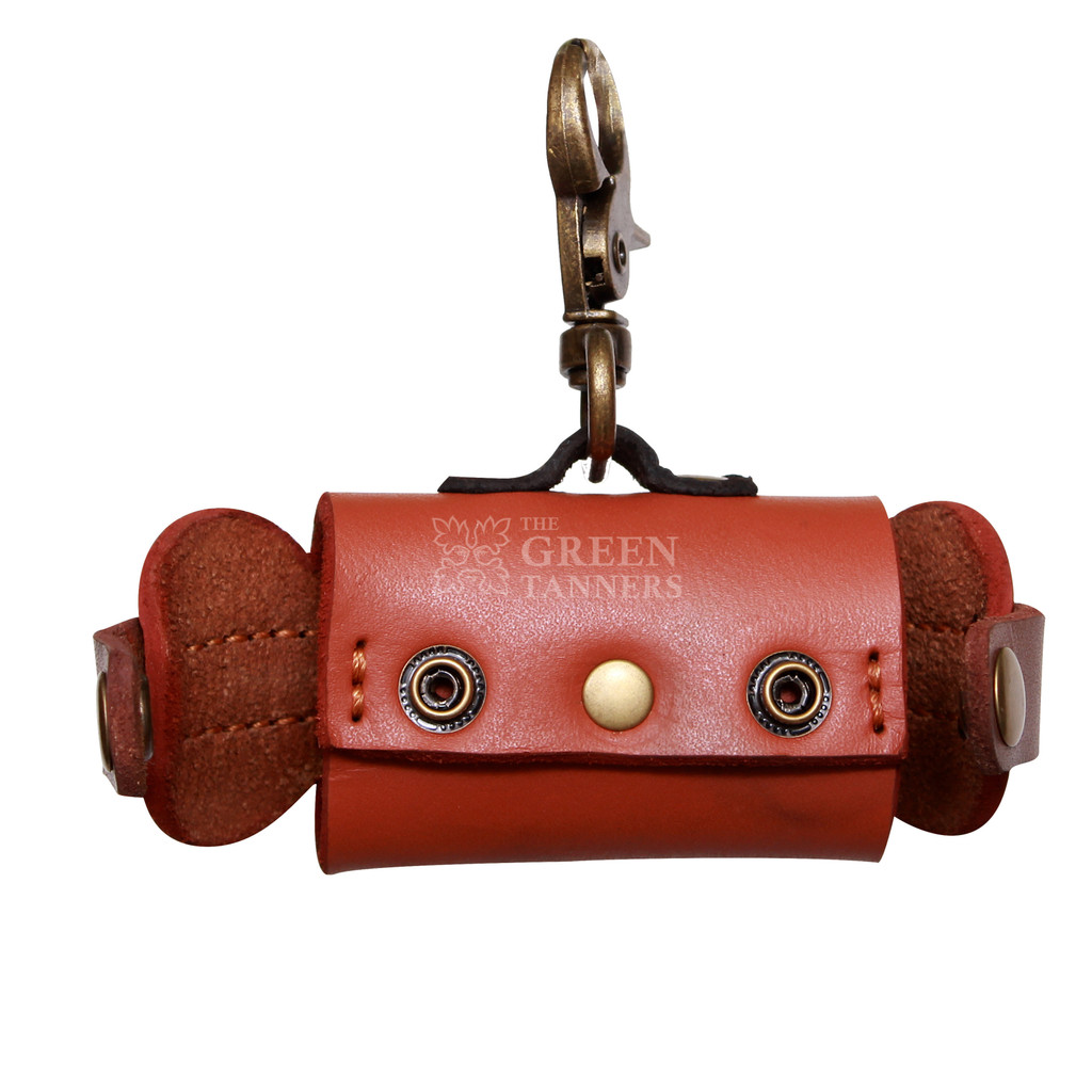 Handcrafted Leather Dog Poop Bags for Pet Owners - Back View Handcrafted Leather Dog Poop Bags for Pet Owners - Back View