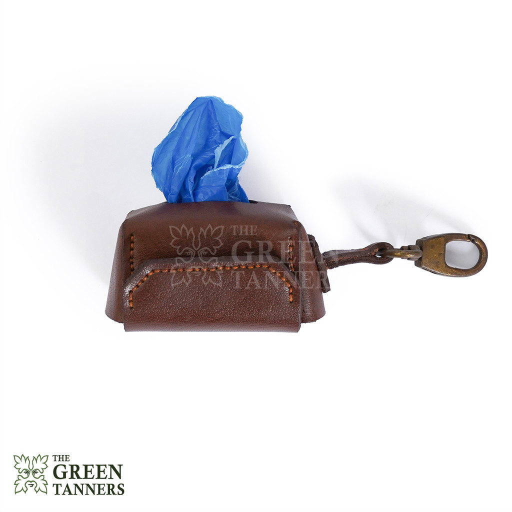 leather waste poop bag, leather dog poop bag, leather dog waste dispenser bag