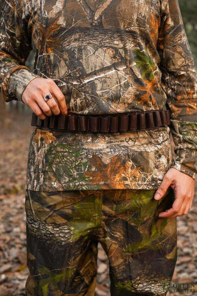 leather cartridge belt, leather shotgun shell holder