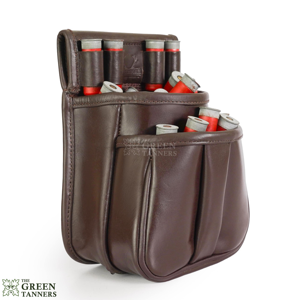 leather cartridge bag, leather shotgun shell holder