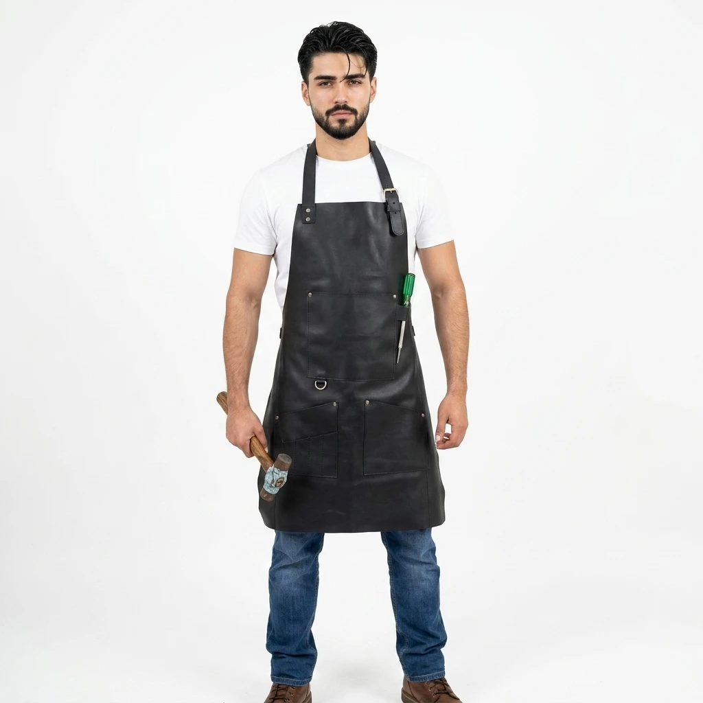 leather welding apron, leather woodwork apron, leather carpenter apron, leather blacksmith apron, leather butcher apron