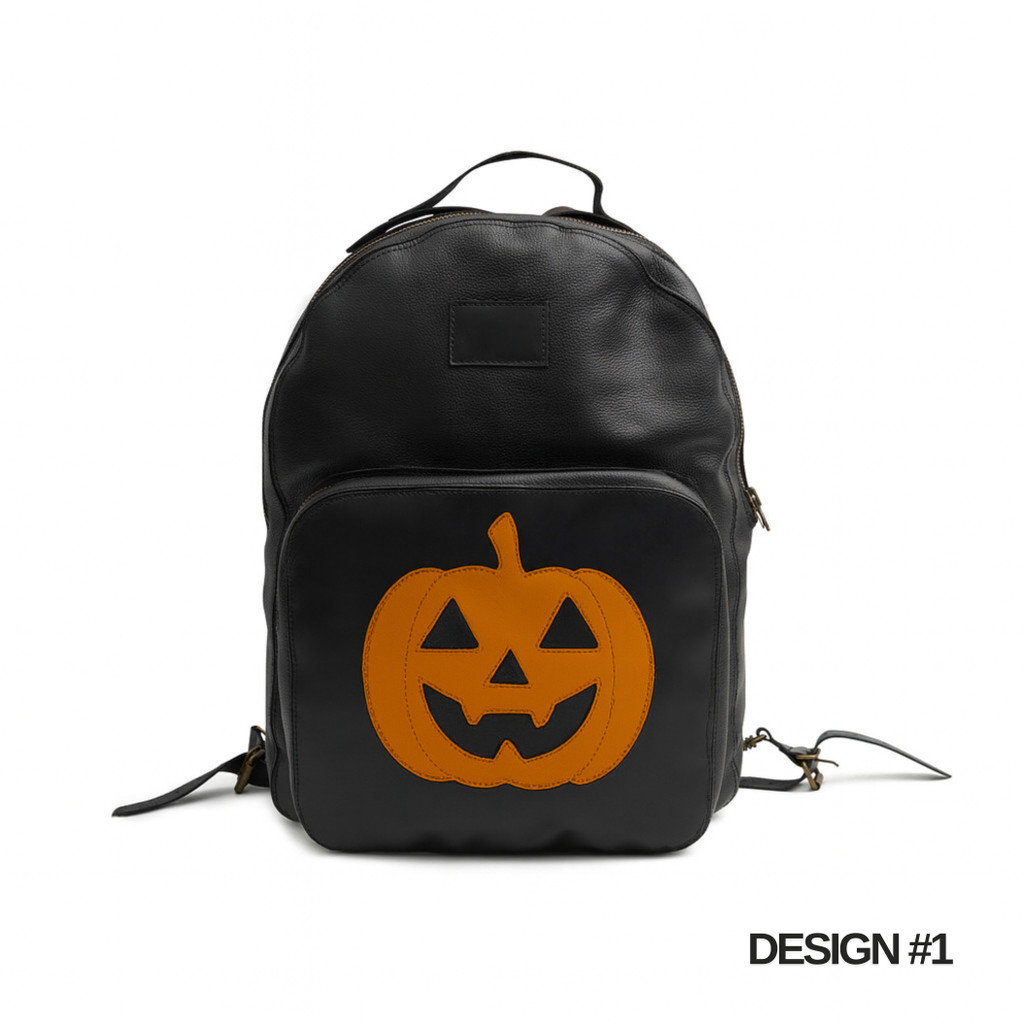 Halloween Black Leather Backpack