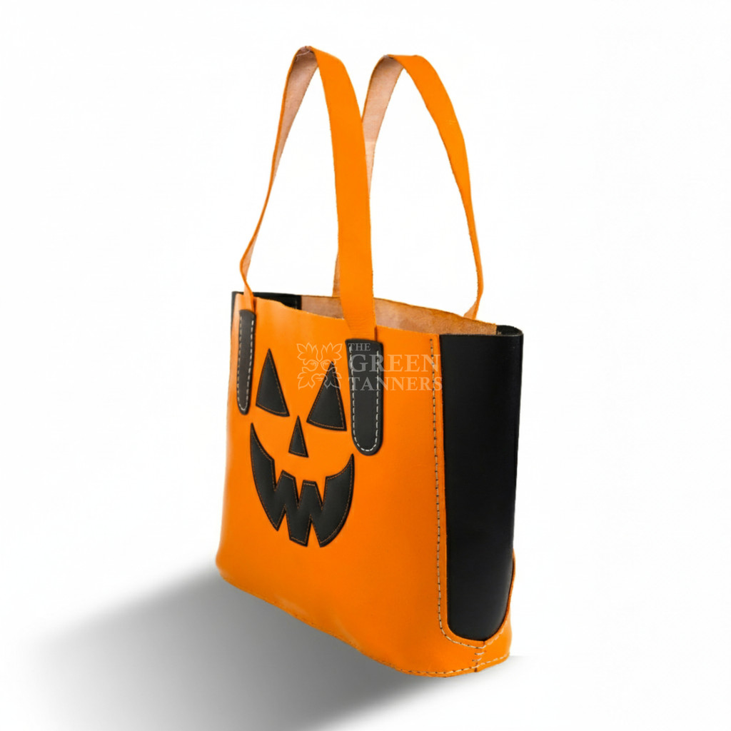 Halloween Yellow Leather Tote Bag