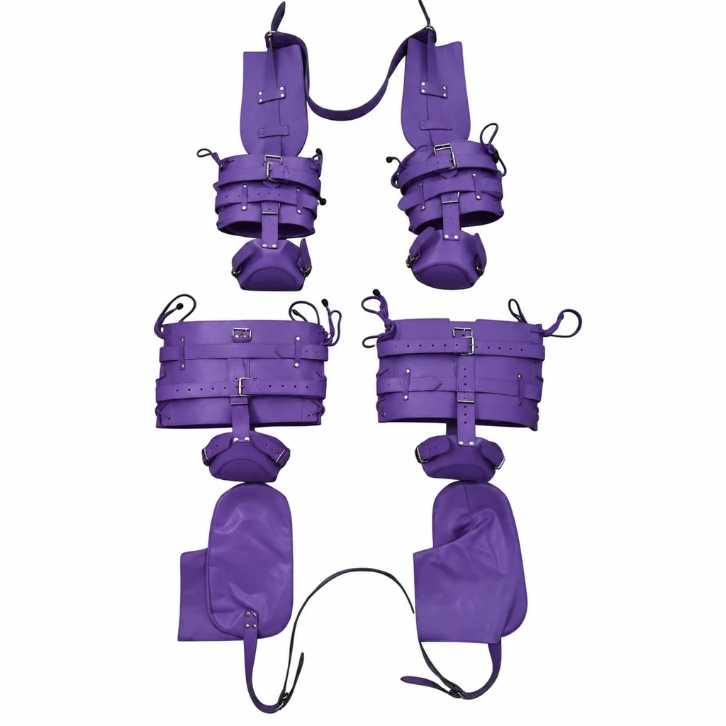 bondage set pet crawler in purpler color, leather pet crawler bondage set