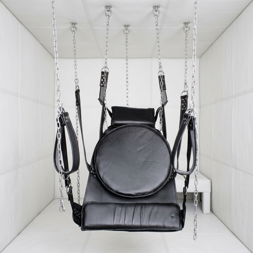 black genuine leather bondage sex sling, leather sex swing, leather sex sling
