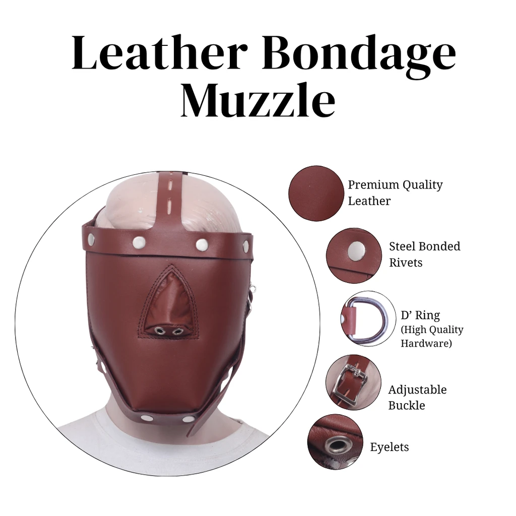 leather face muzzle, leather bdsm muzzle,   leather head harness, leather harness