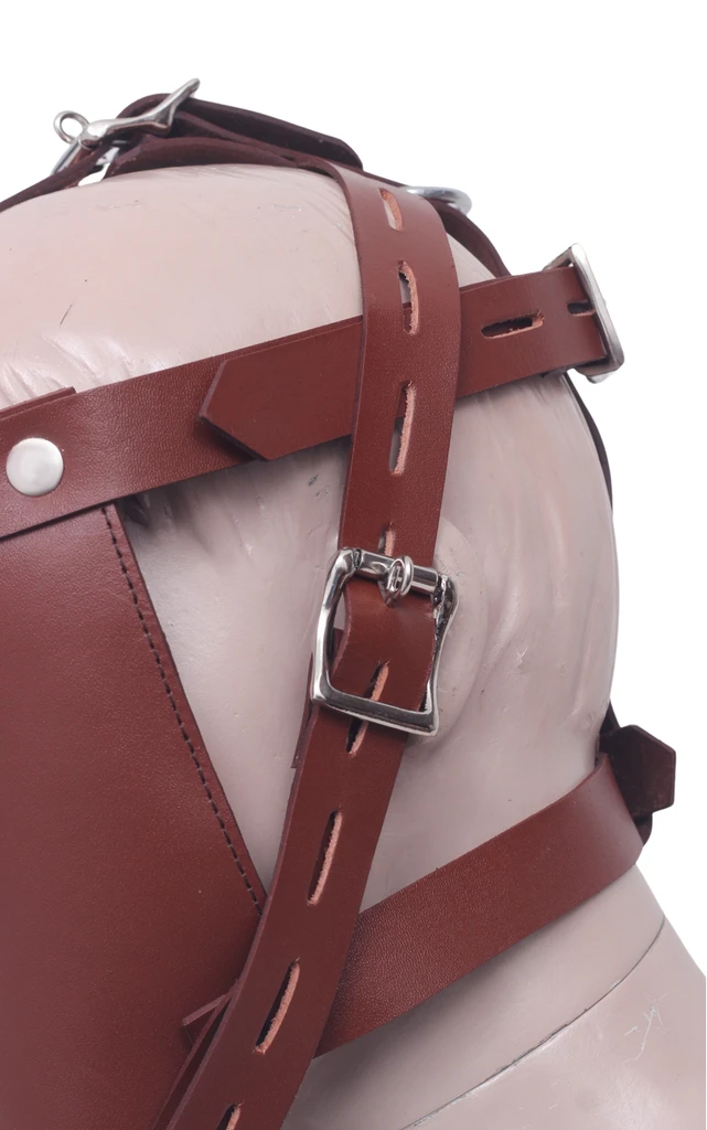Backside Close Image of Durable Leather Bondage Muzzle
