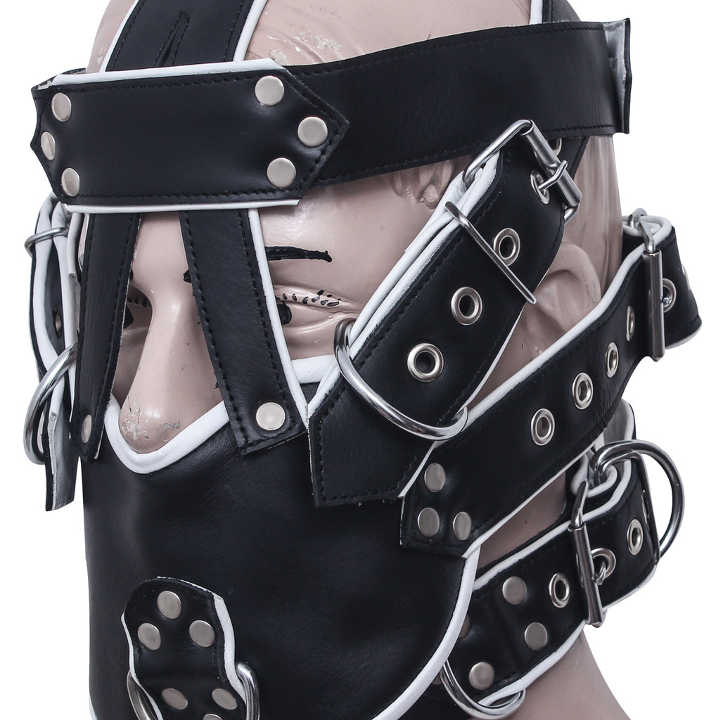 leather face muzzle, leather bdsm muzzle,  head harness
