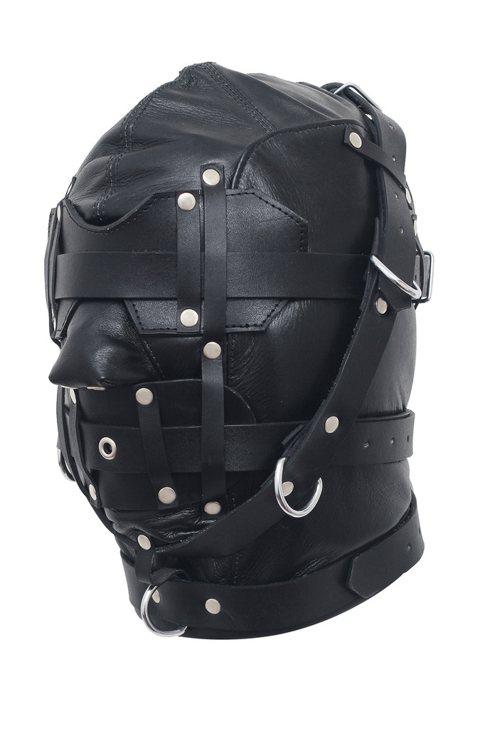 Leather Bondage Hood, Bondage Hood, BDSM Hood, BDSM Gear
