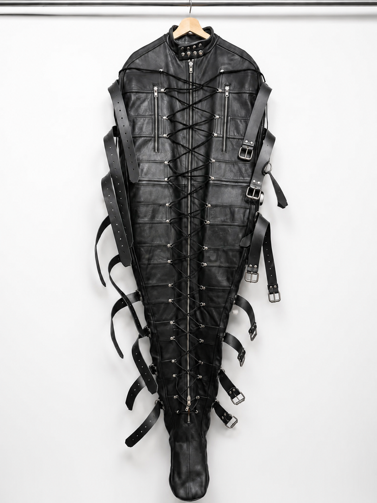 leather full-body sleepsack, leather sleepsack, leather sleepsack bondage bag