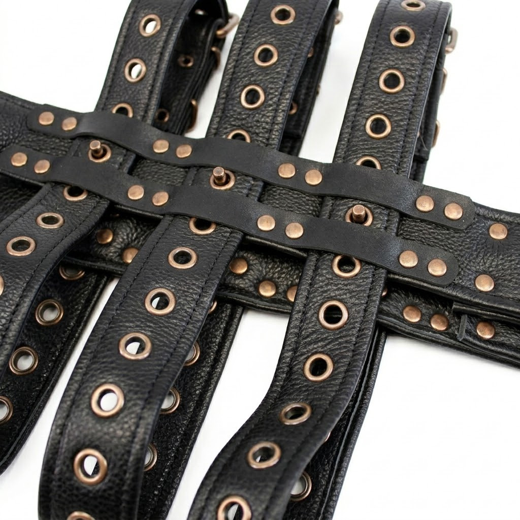 leather leg binders, leather leg restraints, premium leg binders, adjustable leg binders, heavy duty leg restraints, leather restraints