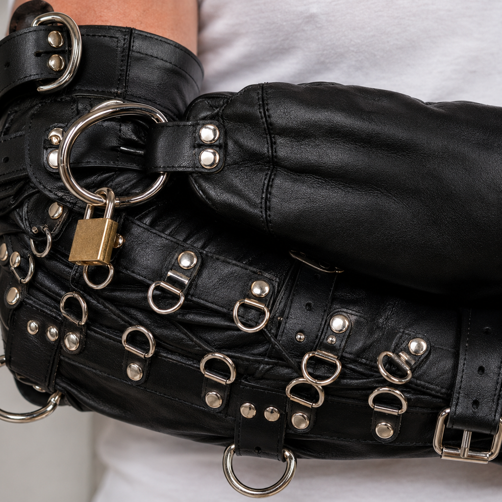 leather arm harness, black leather harness, genuine leather harness, adjustable arm harness, handmade leather harness